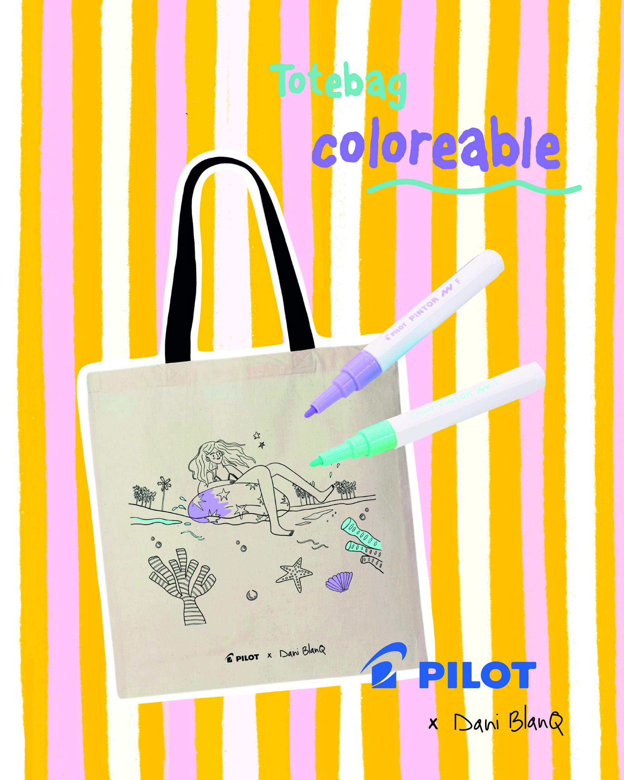Tote Bag para Colorear Salty Breeze x Pilot