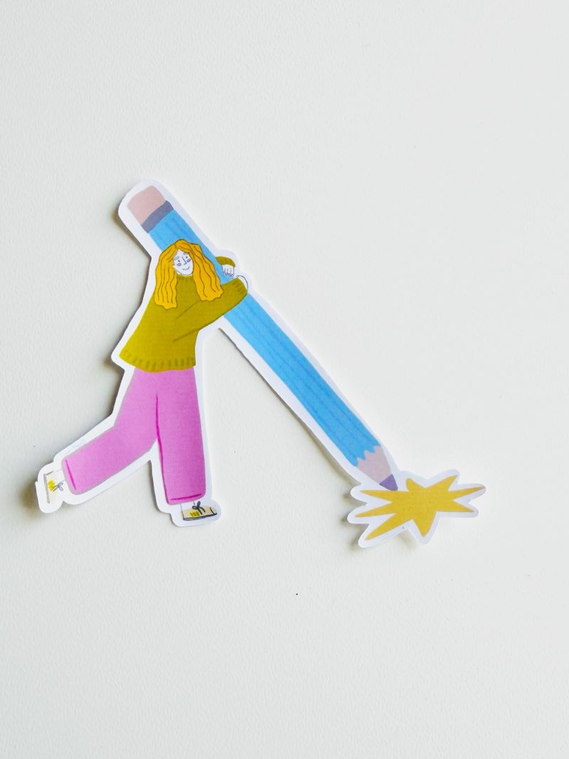 Sticker Chica Lápiz